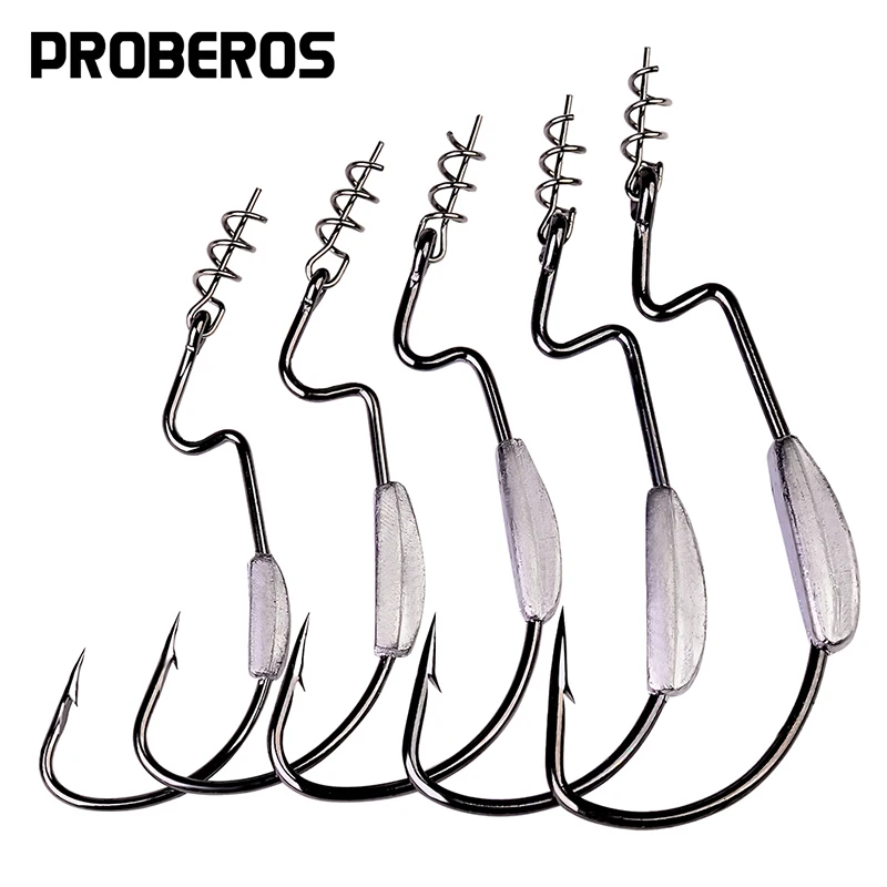PROBEROS 5 шт./лот рыболовная Мягкая приманка кренк червь крючки Техасская установка