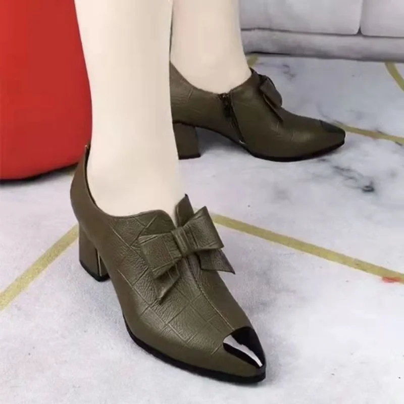 

Women's Singles Shoes 2022 Spring New Thick Heel Retro Square Head Deep Mouth Dress Shoes Black Size 35-43 Heels Women