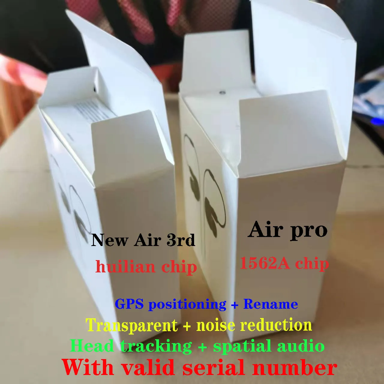 

Top quality valid serial number 1562A chip AP3 Air Pro wireless charging Bluetooth headphones generation 3 earphones Air 3rd