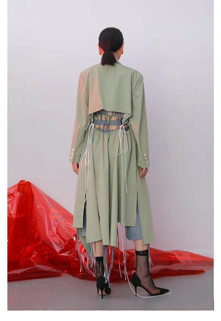 IRINAL02 FW коллекция выдалбливают Асимметричный длинный плащ для женщин
