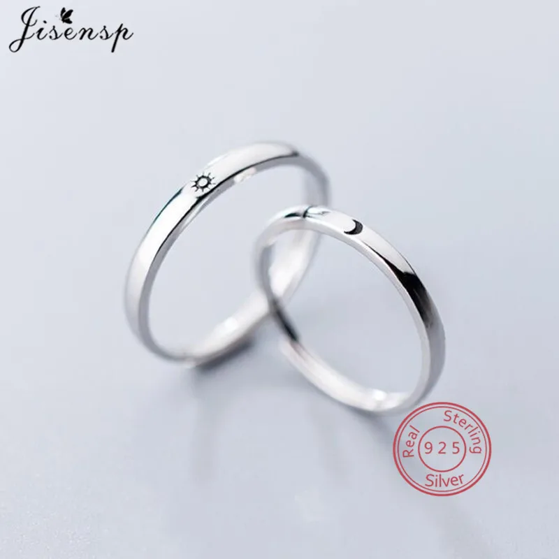 

Real 925 Sterling Silver Sun Moon Couple Rings for Women Men Fashion Bridal Wedding Jewelry Simple Finger Ring Valentine Gifts