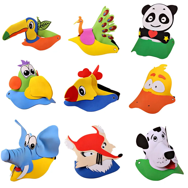 Cartoon Animal EVA Hat Kids Children Anime Sun Hats Boy Girl Stage Perofrmance Party Birthday Dress Decor Halloween|decorative hats|decorative