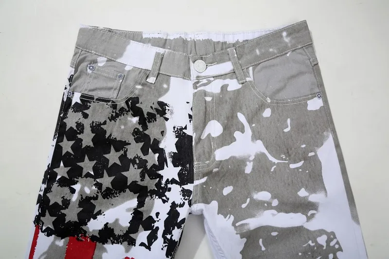 Брюки-карго мужские с принтом повседневные штаны байкерские белые джинсы