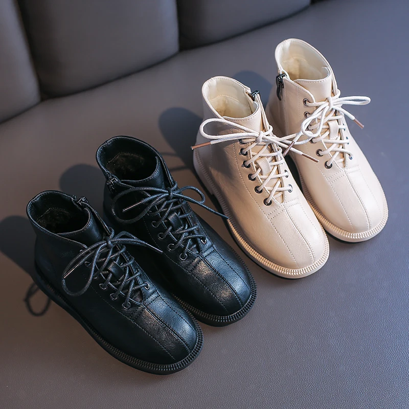 Осенние детские Ботинки Martin Детская обувь из искусственной кожи Ботильоны для