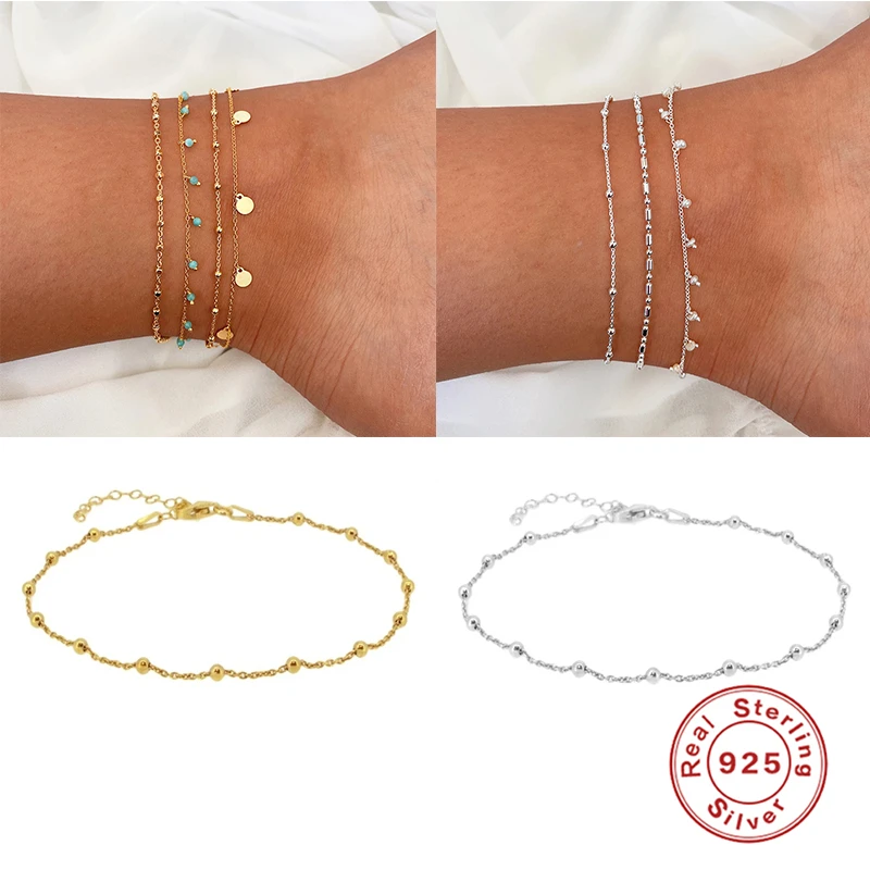 

925 Sterling Silver Foot Anklets Leg Chain Ankle Bracelets For Women Lovers' Valentine's Day Minimalist Gifts Fine Jewelry