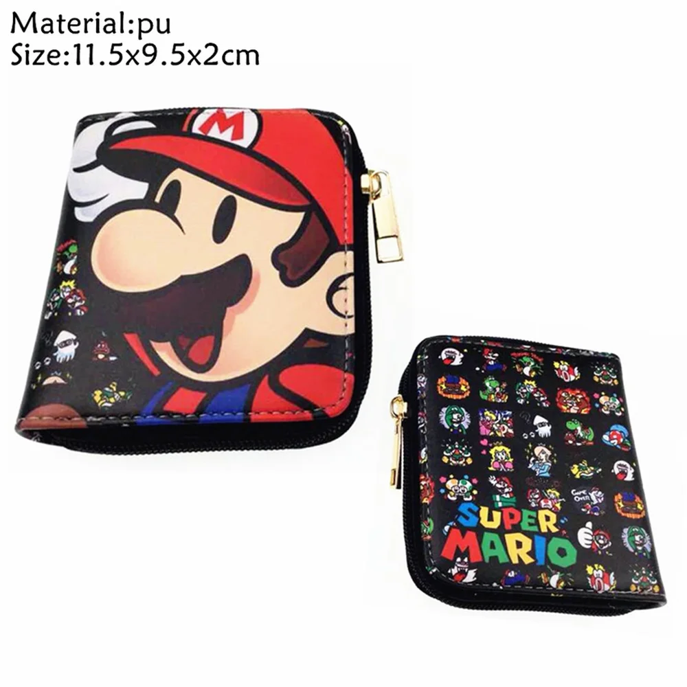 Game Super Mario Short Wallet Pu Coin Boys Girls Zipper Credit Card Holder Leather Small Purse Women Mini Cosplay Handbag Cute