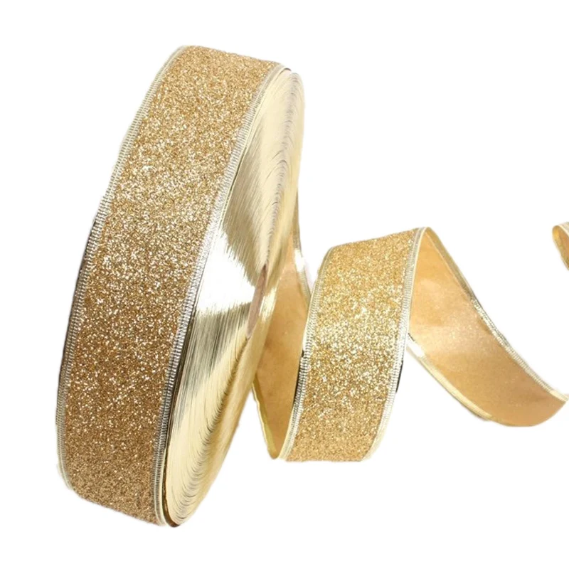 (2 м/рулон) 50 мм лента с блестящим золотым порошком украшение для рождественской
