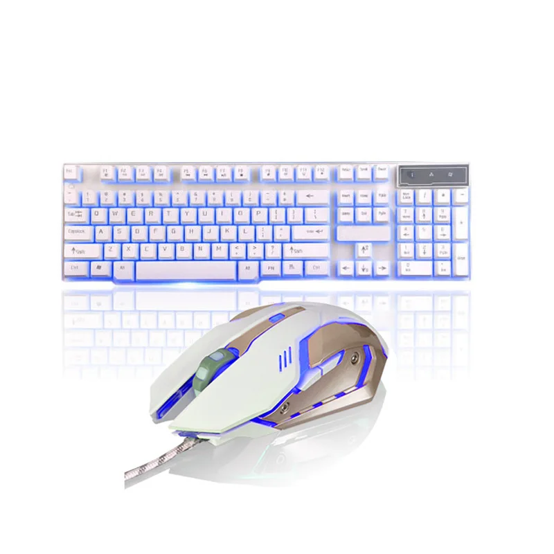 Проводная Механическая клавиатура Мышь комплект Подсветка 104 ключи