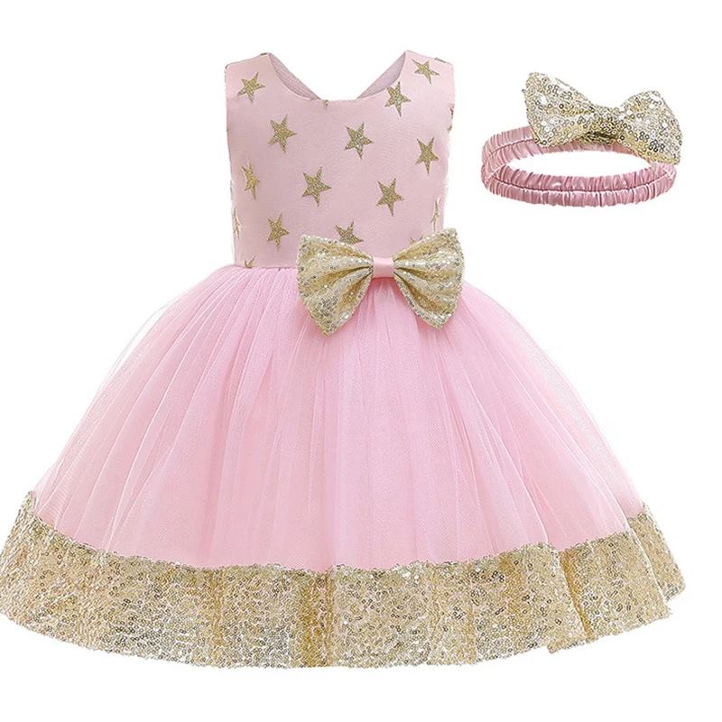 Платье принцессы для новорожденных юбка со звездами и блестками баптильное