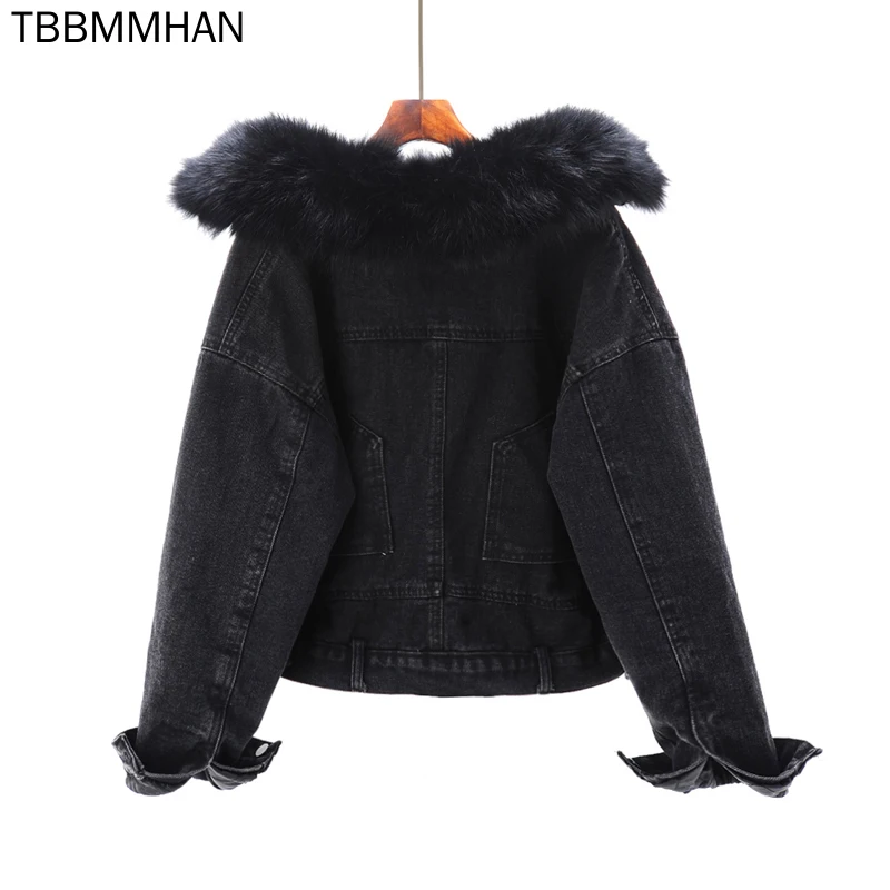Куртка Demin пальто воротник из искусственного меха флисовая осенне-зимняя Женская
