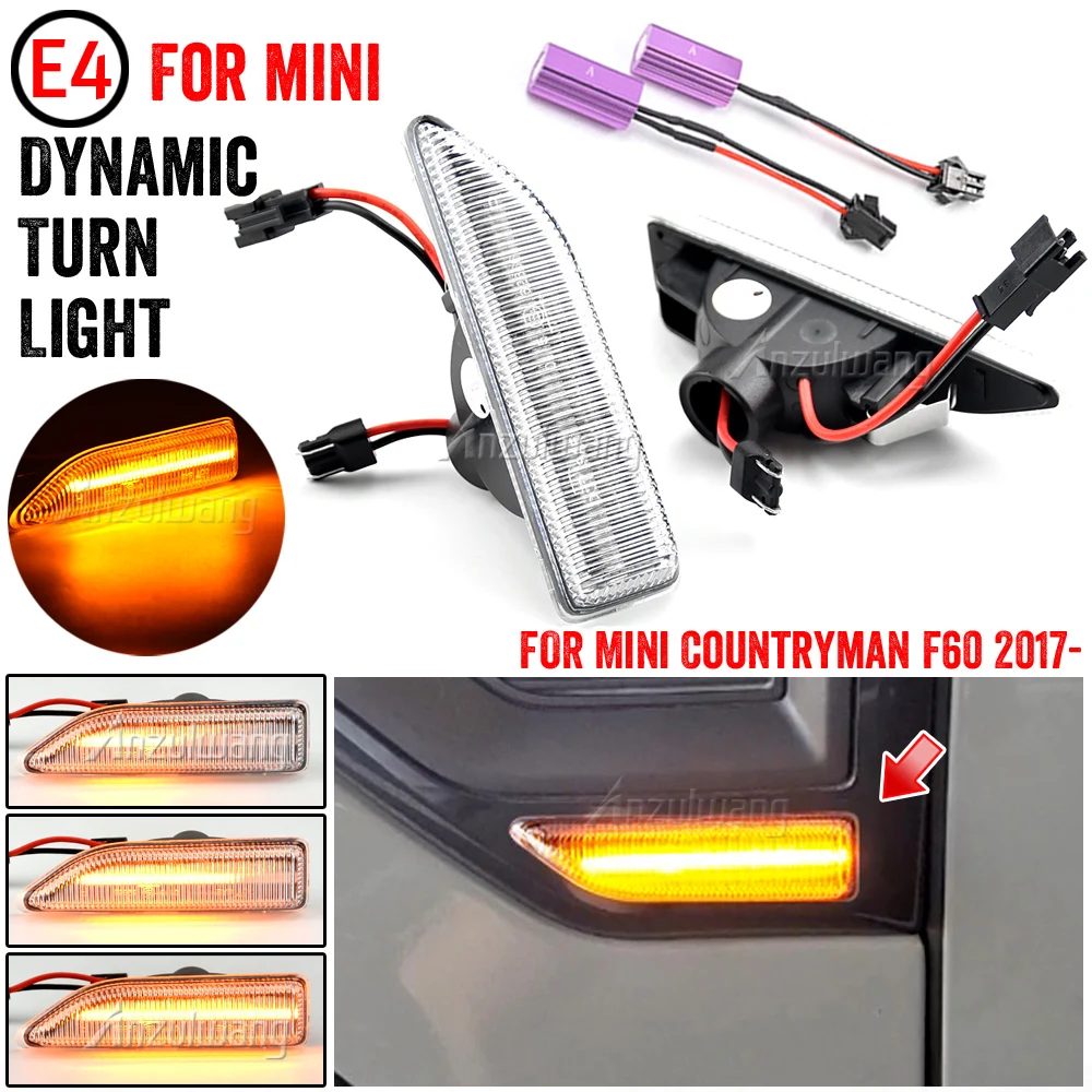 

2X Dynamic LED Turn Signal Indicator Flasher Side Marker Lamps Repeater Lights Flowing For MINI F60 Countryman 2017-2020