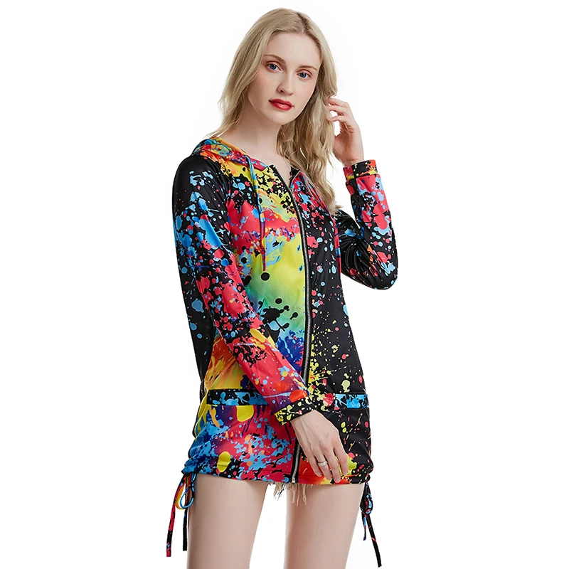 Женская байкерская куртка на молнии с длинным рукавом и принтом Харадзюку весну