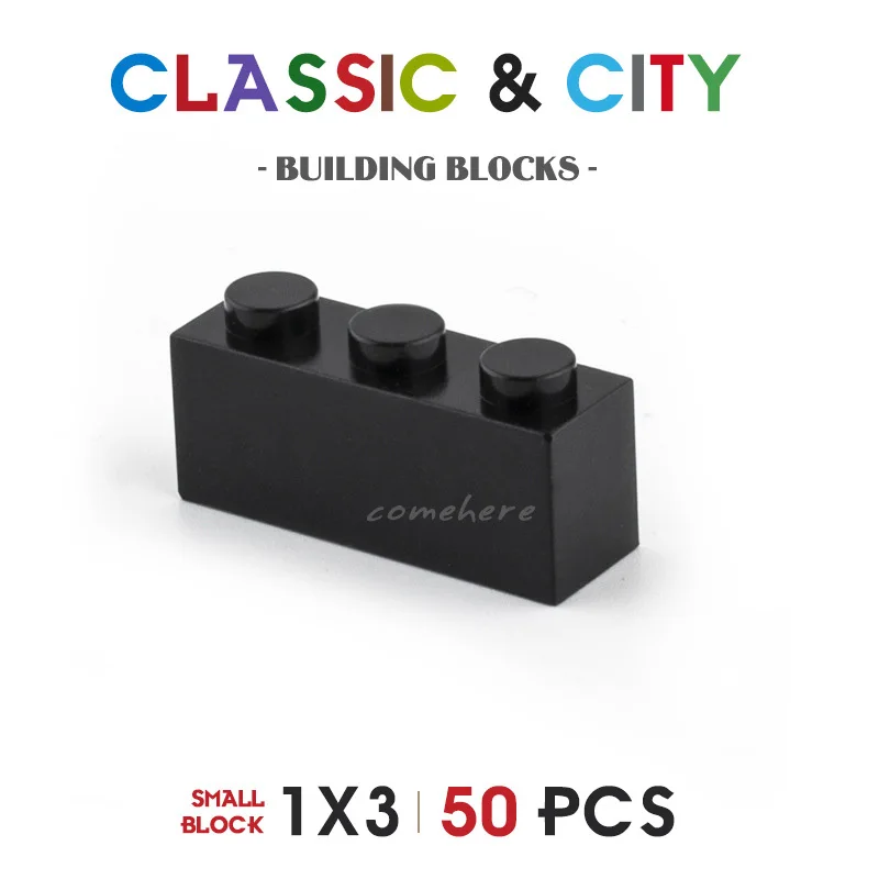 

50pcs 1x3 Dots DIY Building Blocks Classic Brand Creative Bricks Educational Creative Compatible Children's Birthday Gifts Toys