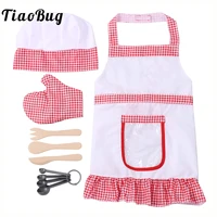 cchef set for kids 7pcs kitchen costume role play kits girls apron with chef hat cooking mitt and cookie cutters