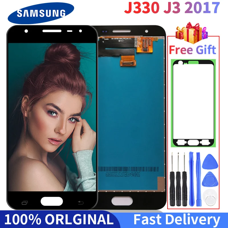 

Дисплейный модуль для Samsung Galaxy J3 2017, J330, AMOLED дисплей, сенсорный экран, дигитайзер в сборе с подарком