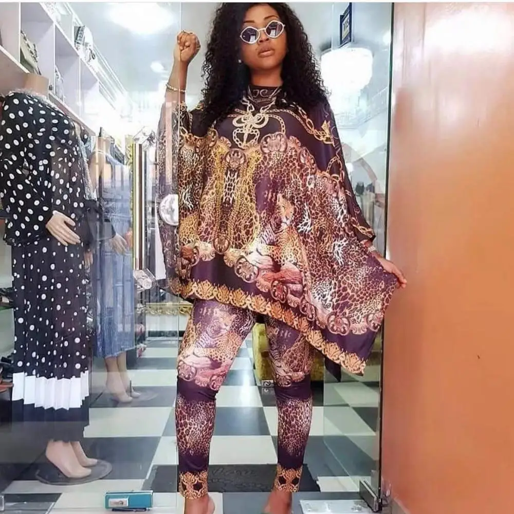 Женский свободный Леопардовый Костюм tilapia Длинный топ и эластичные штаны 2 в 1 |