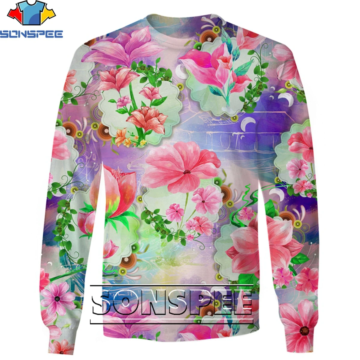 

SONSPEE 3D Texture Pattern Casual Loose Round Neck Sweater Shirt Men/women Popular Hip-hop Trend Sexy Personality Harajuku Style