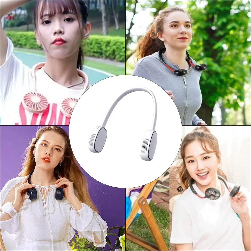 

3 Types Summer Air Cooling Neck Fan Leafless Hanging Neck Fan Bladeless Ventilator USB Rechargeable Neckband Fans Air Cooler