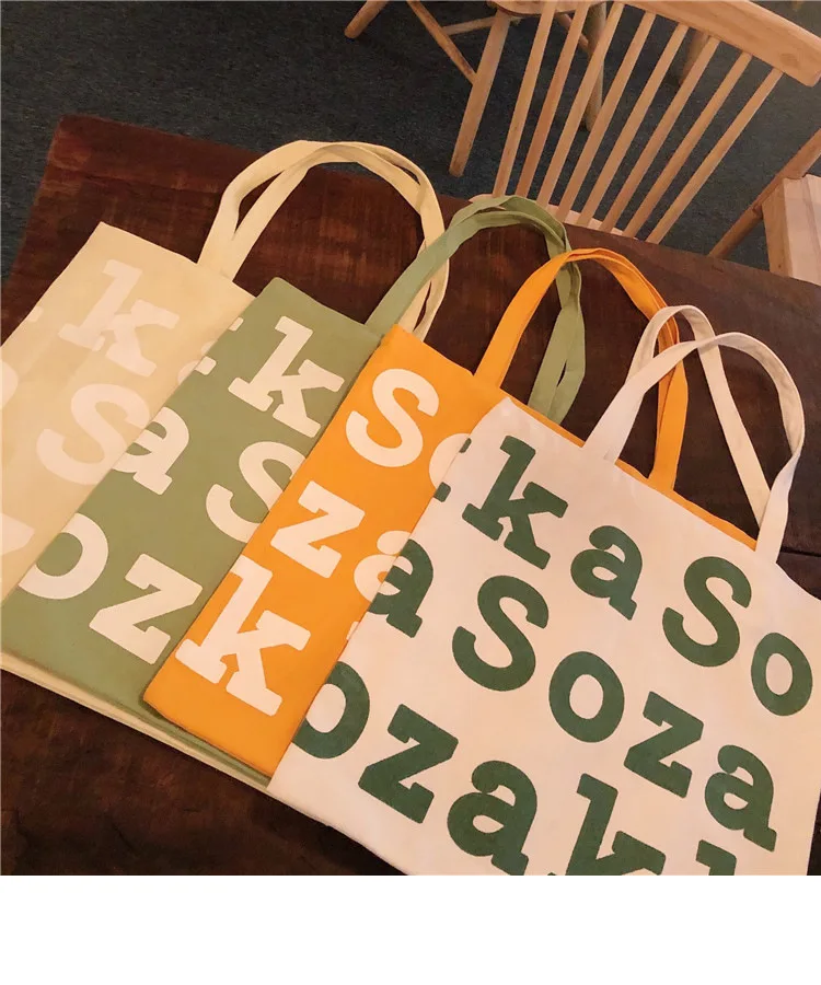 2019 Письмо Хлопок хозяйственные женские сумки Холщовая Сумка дорожная Женская