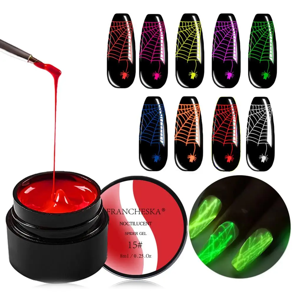 

9 Colors Noctilucent Spider Gel Nail Polish Polish For Nails Art Gel Polish Glow In The Dark Drawing Glue Nail DIY Paint UV Gel