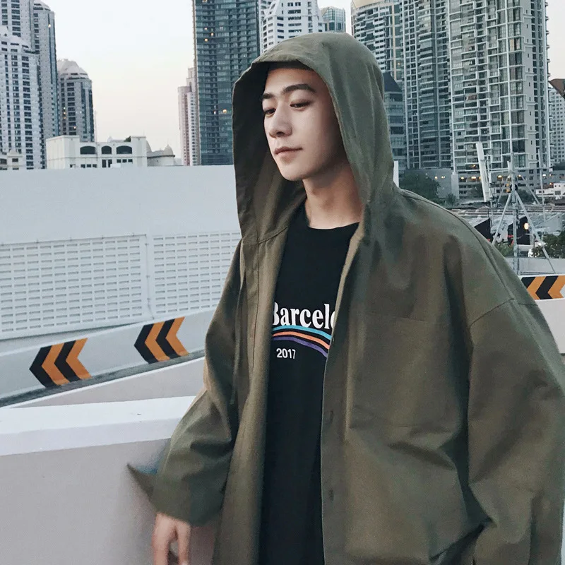 

Мужская одежда 2021 Молодежная Корейская Свободная куртка с длинным рукавом и капюшоном летняя дикая идентичная мужская модель