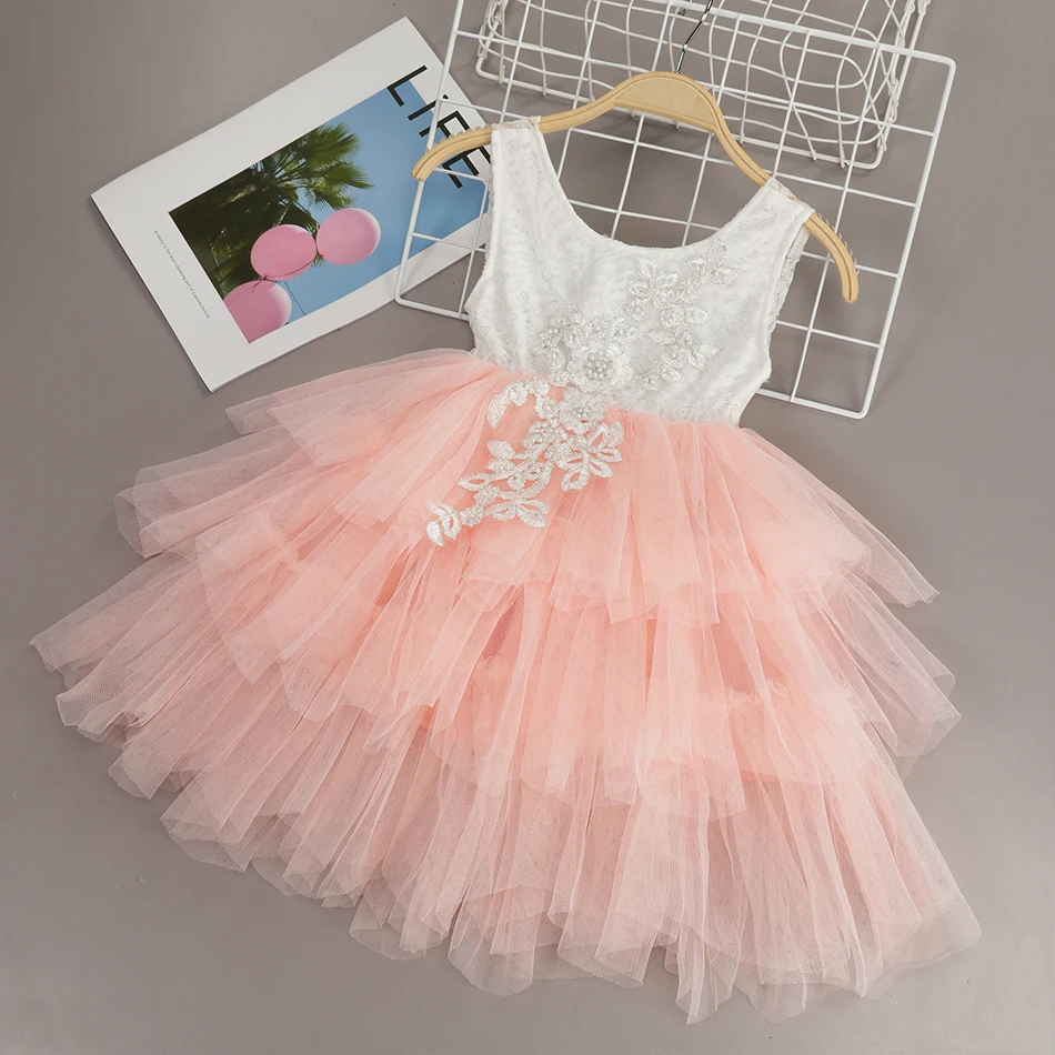 Girls Summer Dresses Sleevess Ruffle Floral TUTU Dress Kids Baby Princess Birthday Gift Dot Tulle Costume | Детская одежда и обувь