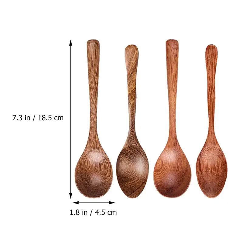 

4 Pcs Wooden Rice Spoons Stirring Spoons Soup Spoons for Hotel