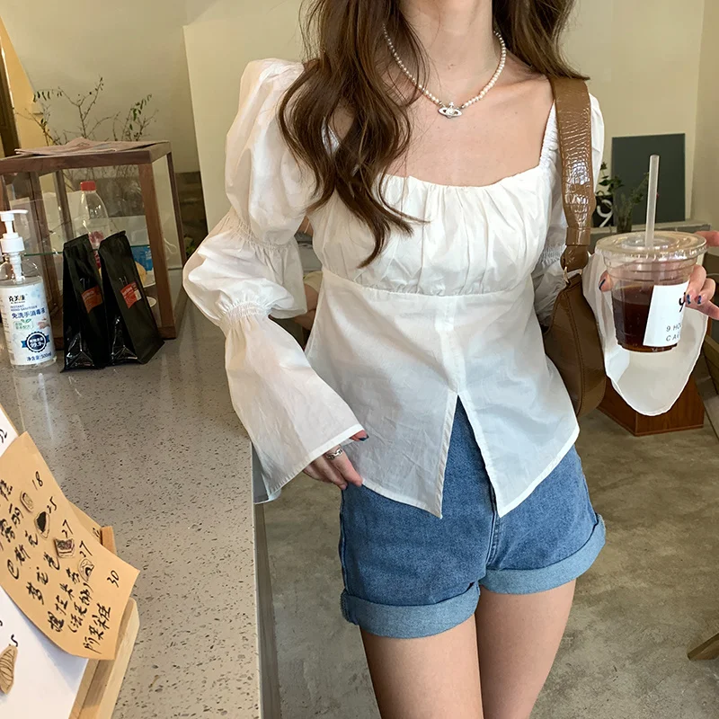 Футболка в французском стиле Дворцовая маленькая приталенная рубашка с