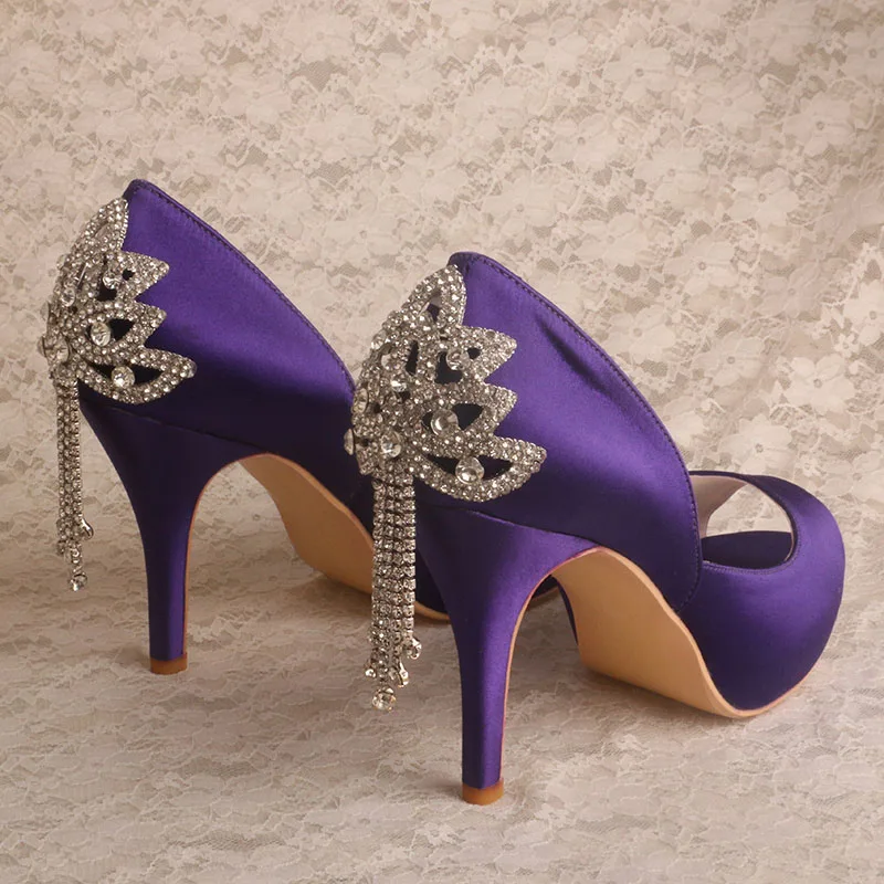 

Custom Women Heels Peep Toe Heels Shoe in Purple Party Shoes with Platform