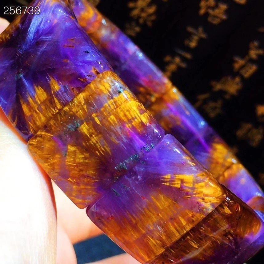 

Натуральный фиолетовый какоксенит, золотой рутилированный кварцевый браслет, браслет 20x15,7x6,7 мм, прямоугольный браслет с бусинами для женщи...