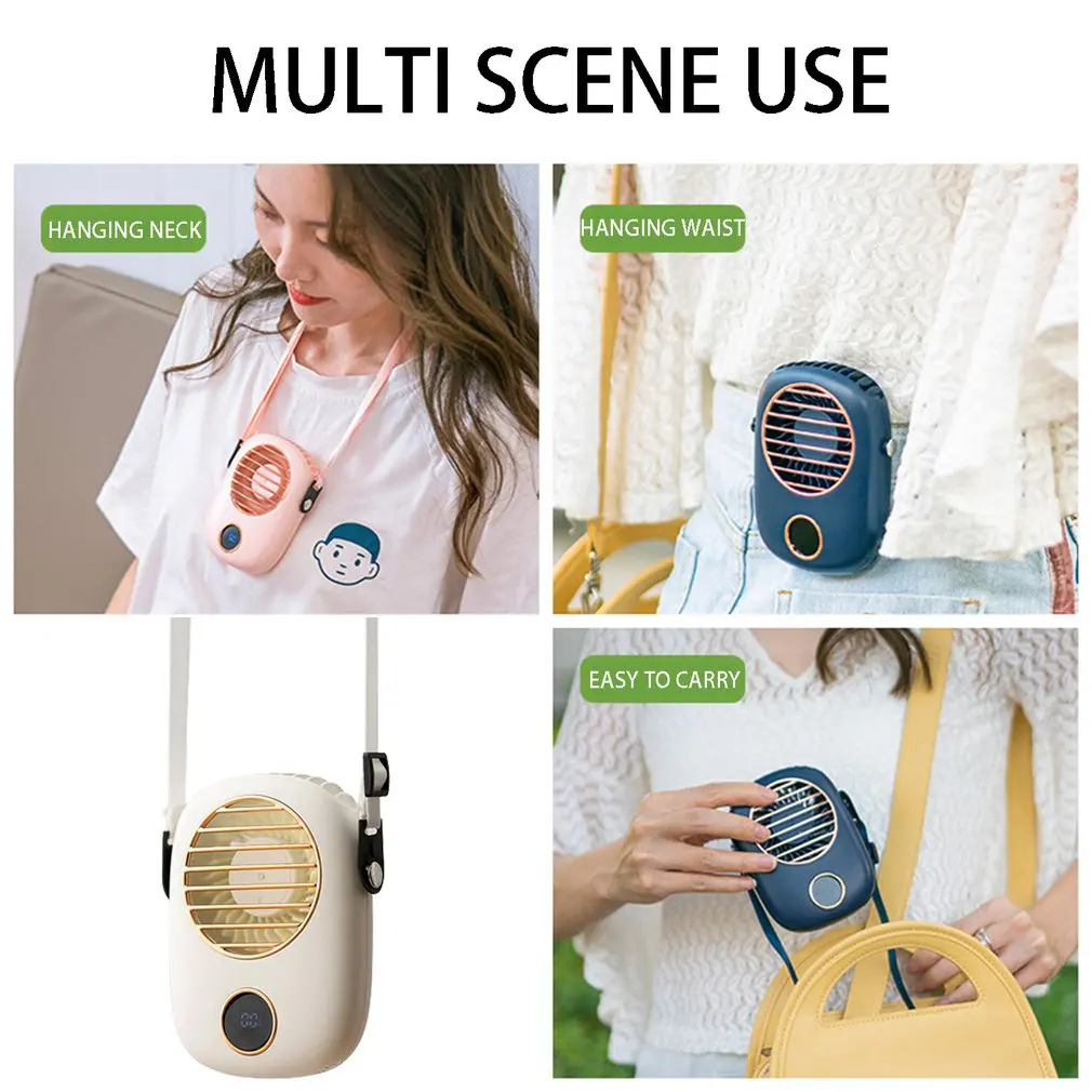

F9 Hanging Neck Small Fan Rechargeable Radiator Outdoor Travel Handheld Portable Silent Small PC Fan LED Display