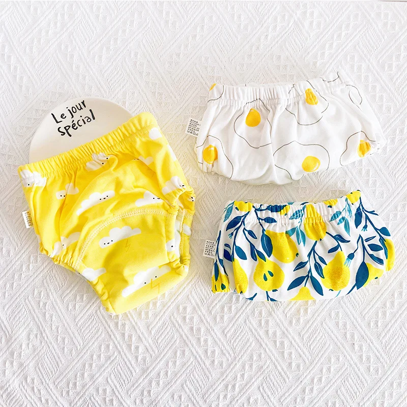 3 Pieces/lot Baby Training Pants 6 Layers Baby Cloth Diaper Reusable Washable Cotton Elastic Waist Cloth Diapers 8-18KG Nappy
