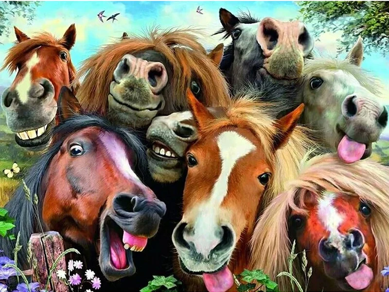 Алмазная 5D картина сделай сам с полным покрытием 100% семейство лошадей 3D живопись