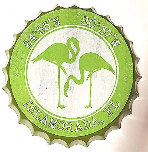 

Знак Ретро Islamorada, футовые крышки для бутылок, ретро металлический жестяной знак диаметром 13,8 дюйма, ручная работа, домашний декор, бар, табли...