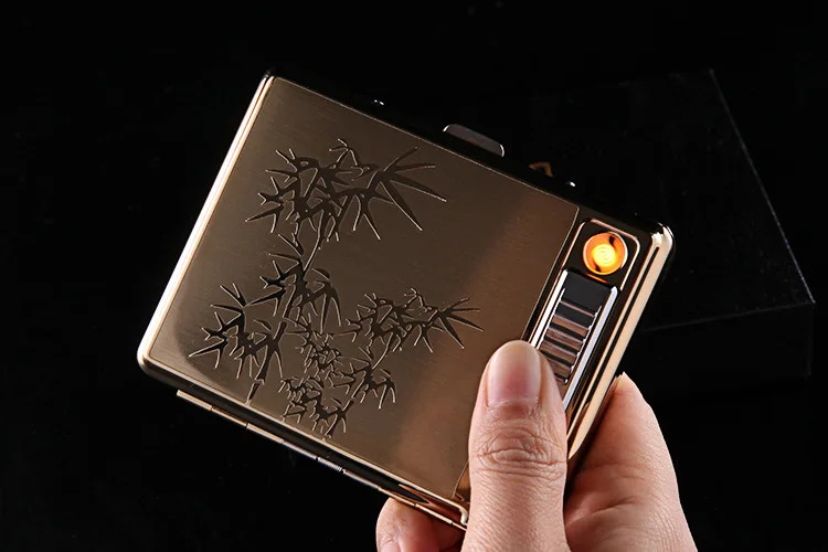 Новинка ветрозащитная металлическая рельефная сигарета с зарядкой от usb box