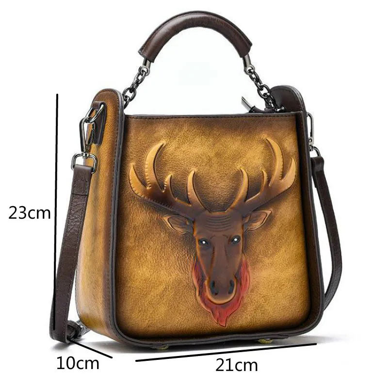

Bestform 2021 New Retro Embossing Fashion Women Handbags Genuine Leather Animal Prints Handmade Shoulder & Crossbody Bags