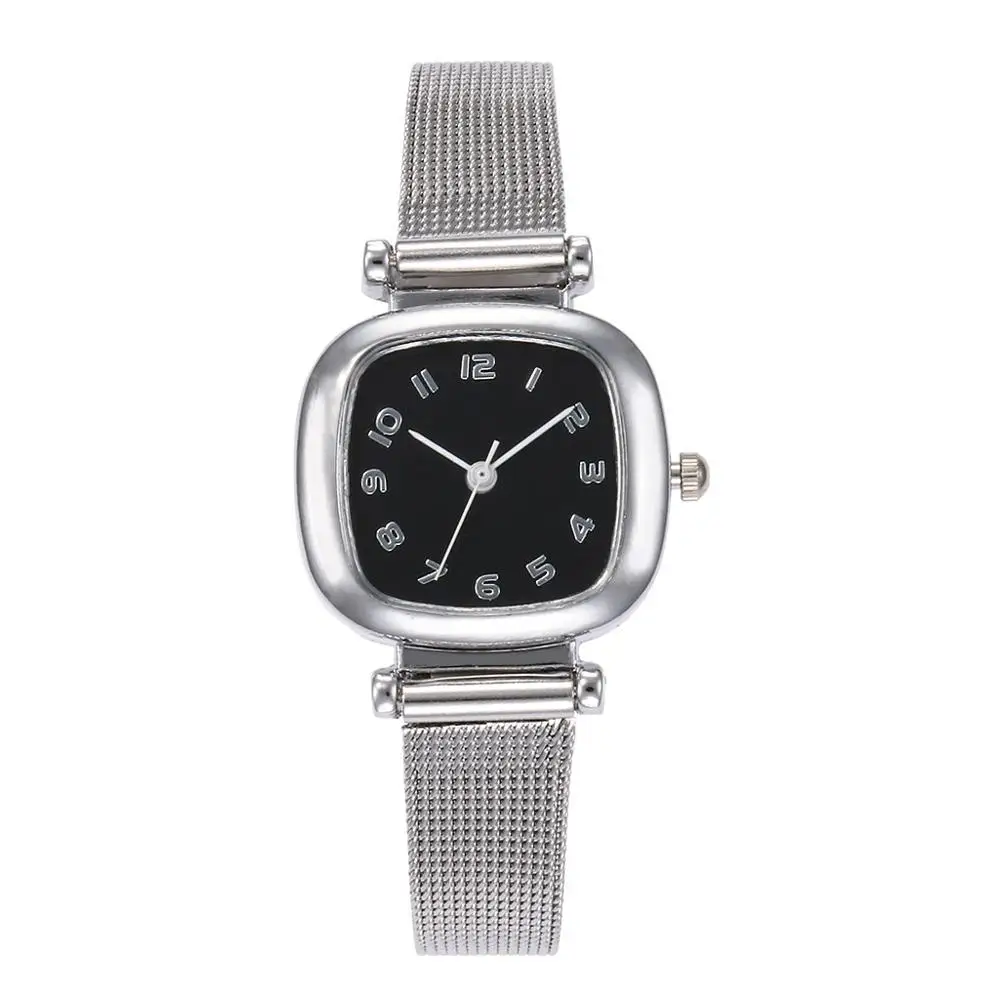 Часы женские кварцевые с сетчатым ремешком из нержавеющей стали 50|Женские