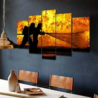 no framed 5 pieces hero firefighter decorative home decor pictures canvas paintings posters wall art for living room decoration