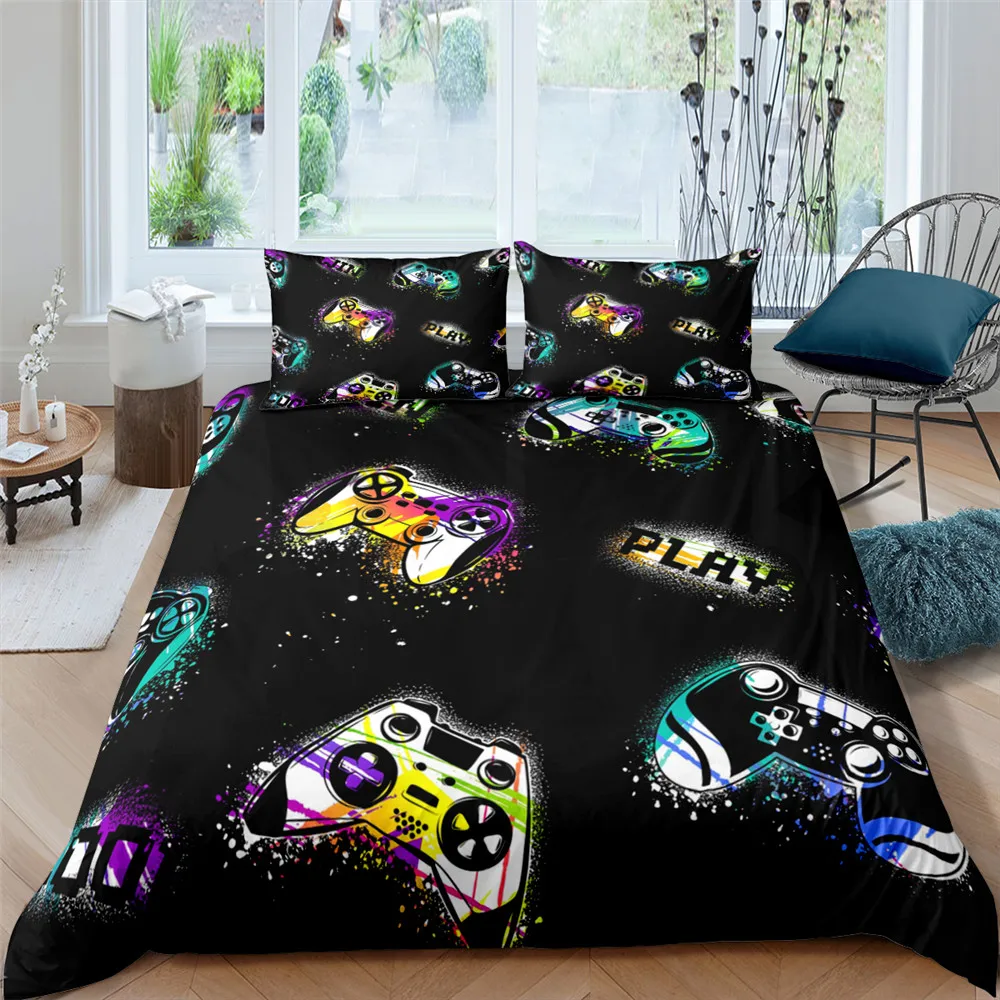 

Gamer Bedding Set Gamepad 3D Printed 2/3pcs Duvet Cover Set Twin Full Queen King Double Size With Pillow Cases Bedclothes