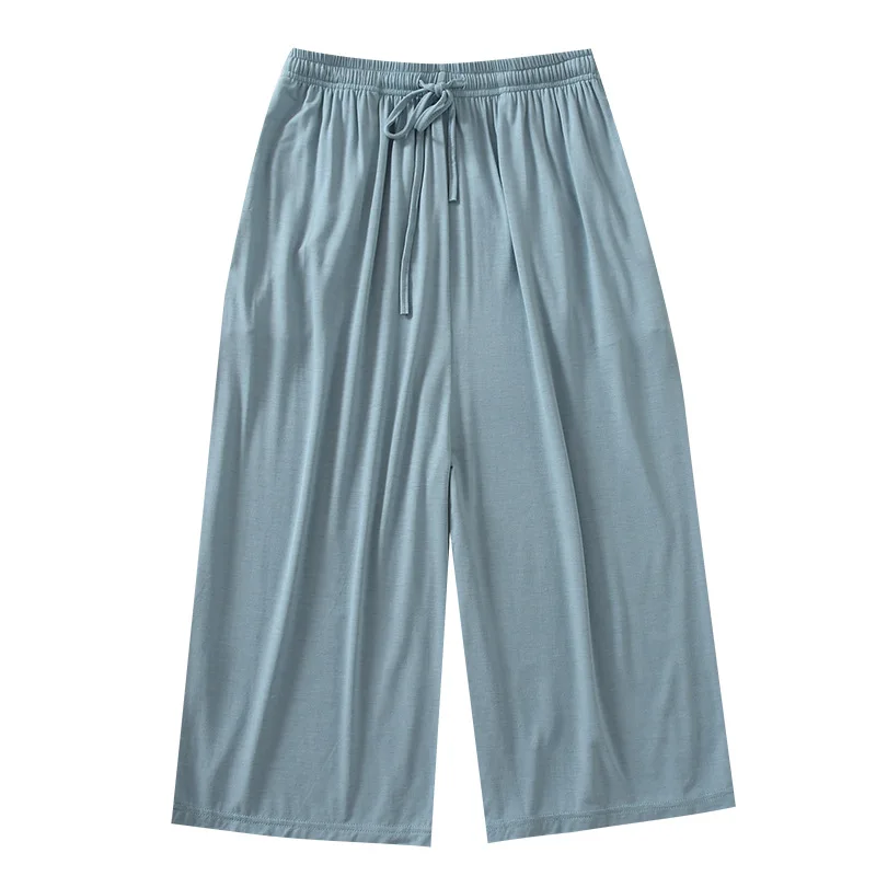 Summer Japanese style loose cropped trousers ladies modal thin shorts solid color wide leg large size home pants womens bottoms
