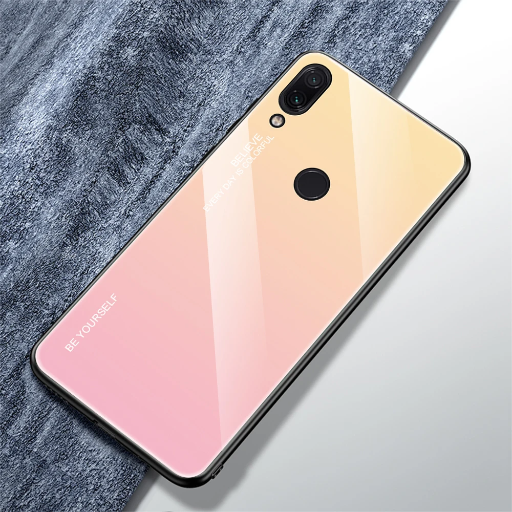 01 Градиентный чехол из закаленного стекла для телефона для Xiaomi Redmi 8A 8 7A 6A Капа Redmi 8 7 6 Redmi8 8A жесткий Стекло чехол на заднюю панель - Цвет: 01