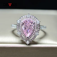 oevas luxury 100 925 sterling silver pear pink gemstone wedding engagement diamond rings for women fine jewelry gift wholesale