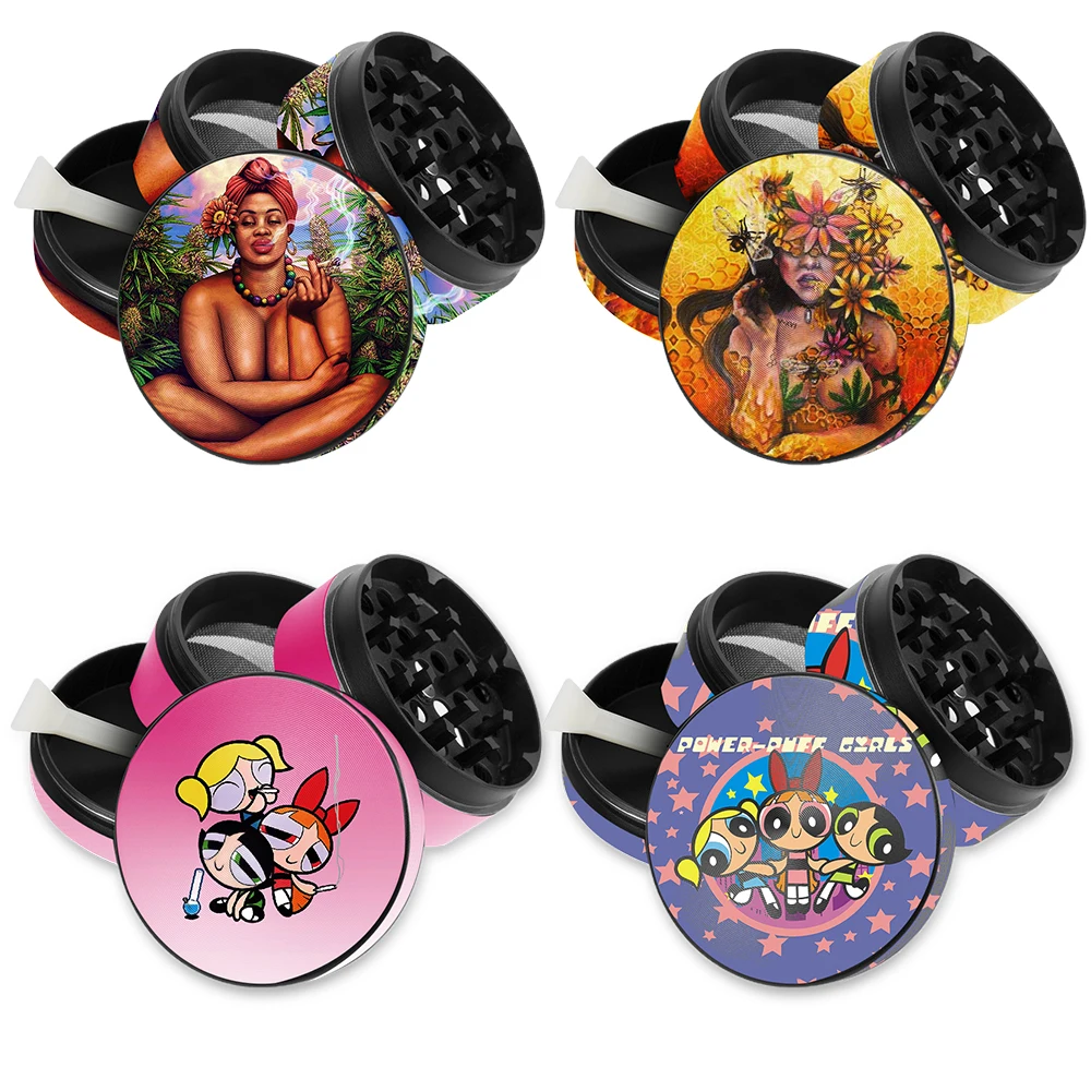 

2021 Cartoon Girls 4 Layers Zinc Alloy Grinder Machine Top Quality Dry Herb Tobacco Grinders For Women Men Smoking Accessories