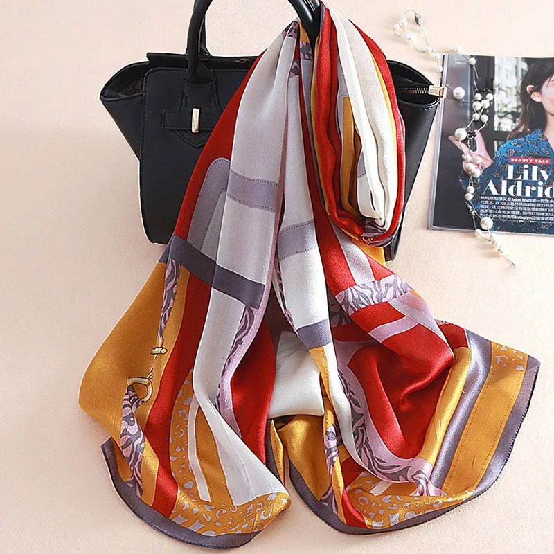 100% чистый шелк 2020 шарф женские шали и для женщин Роскошная брендовая Бандана