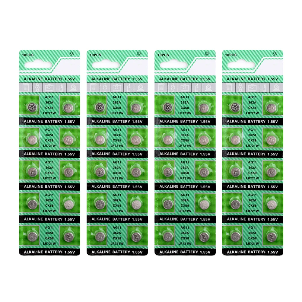 

100 Pieces AG11 LR721 362 SR721 162 S12 1.55V Button Coin Cell Alkaline Battery 100pcs AG11 LR721 36​2 Button Cell Coin Alkaline