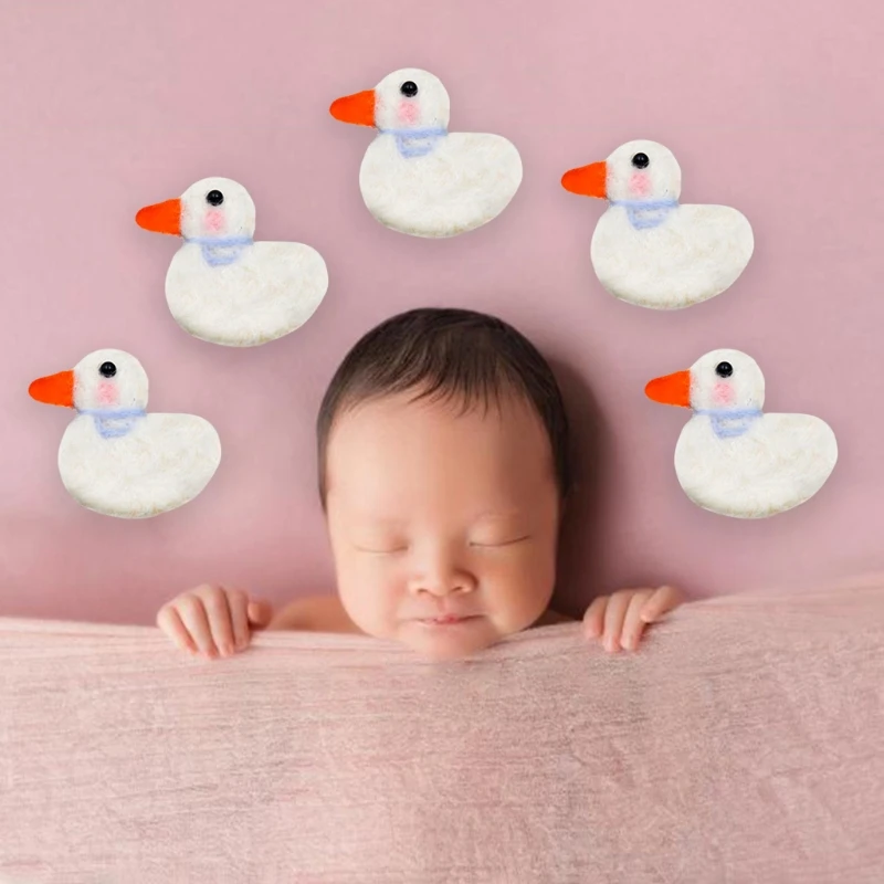 

5 Pcs Baby Wool Felt Ducks Newborn Photography Props Cute Animals Decorations Infant Photo Shooting Accessories Home Party Ornam