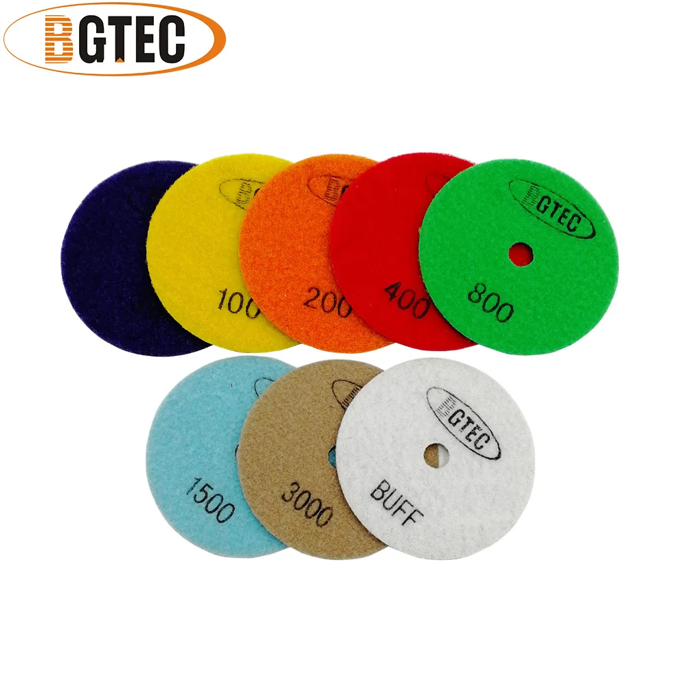 

BGTEC 8 шт./компл. #50 to # buff 4 дюйма сухой Алмазный гибкий полировальный диск 100 мм гранитный мрамор шлифовальный диск