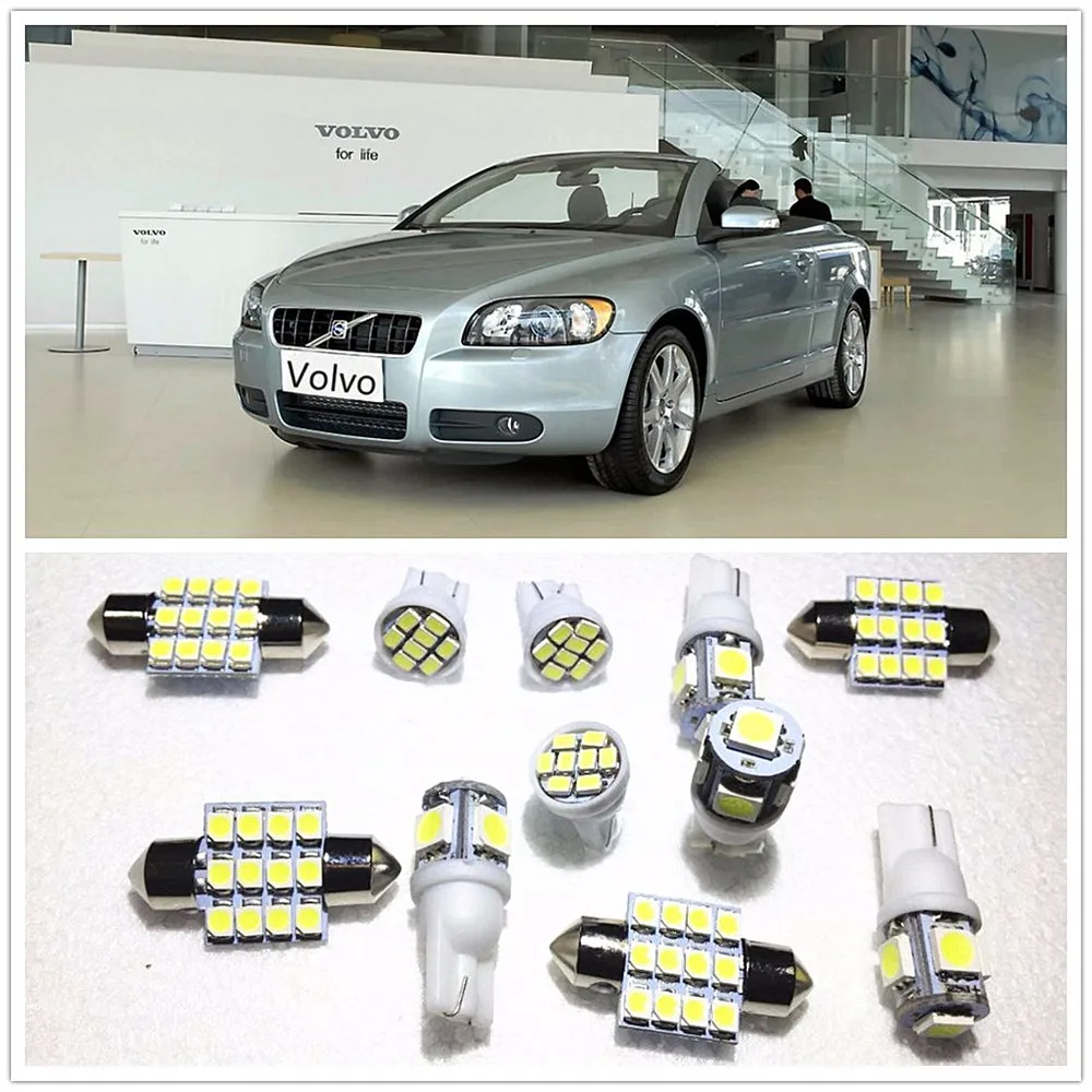 11 комплектов белых светодиодных ламп посылка карта купол для Volvo C70 C30 S60 S40 V40 v50 V60