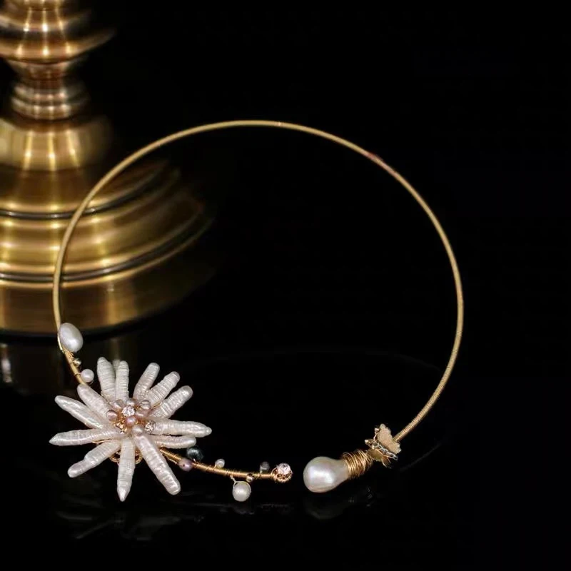 XlentAg Природный пресной воды барокко жемчужина ручной работы Регулируемый цветок