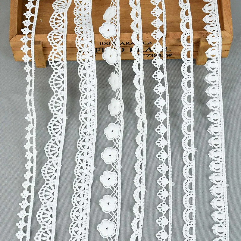 

5Yard/Lot 10-40mm White Embroidery Flower Lace Ribbon Fabric Sewing Apparel DIY Handmade Trimming Clothing Dress Accessories